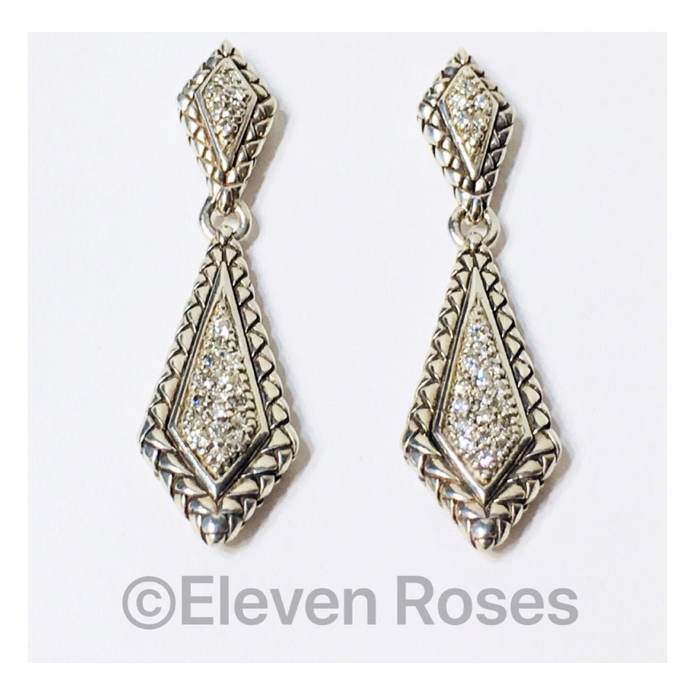 Scott Kay Diamond Basket Weave Drop Earrings